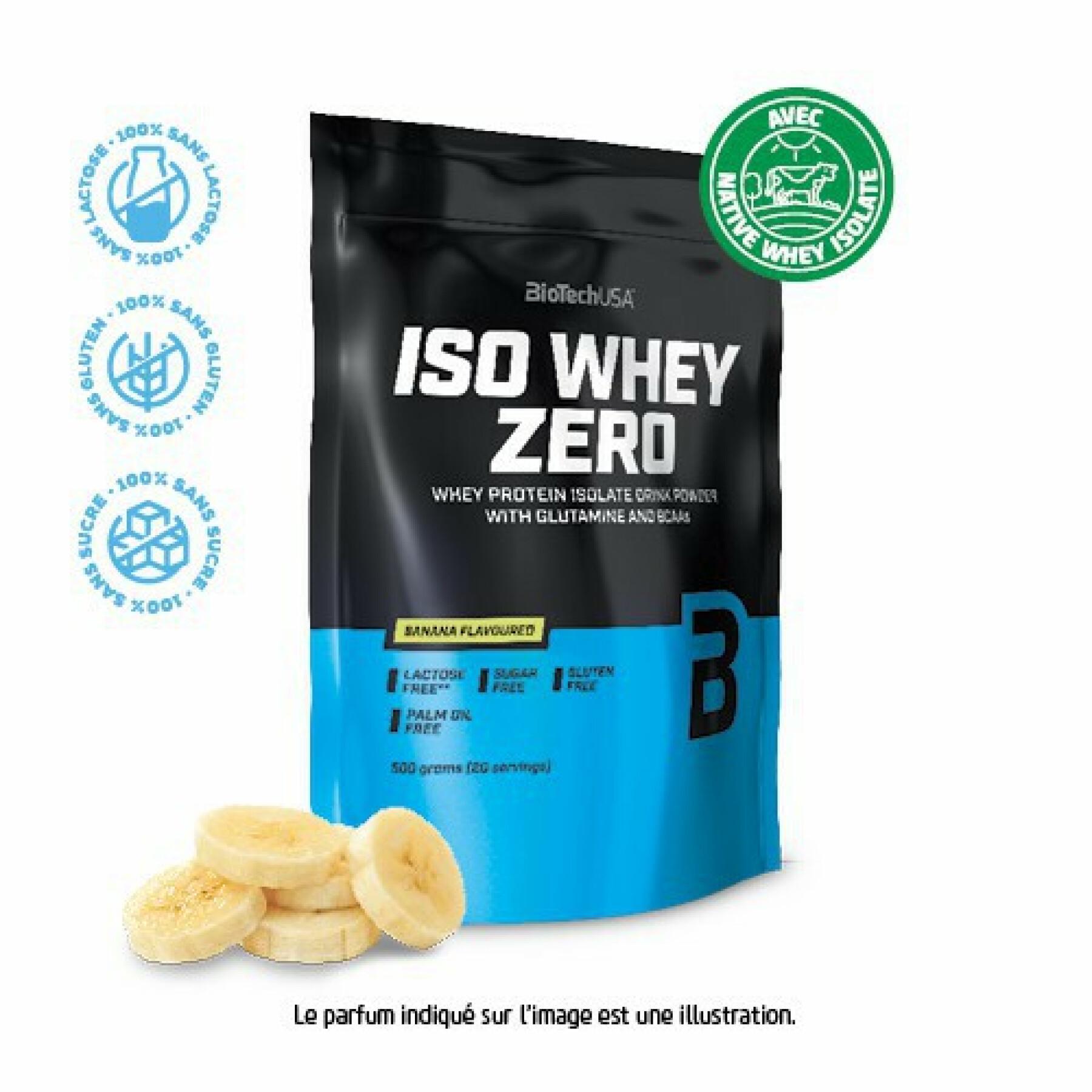 Opakowanie 10 torebek protein Biotech USA iso whey zero lactose free - Banane - 500g