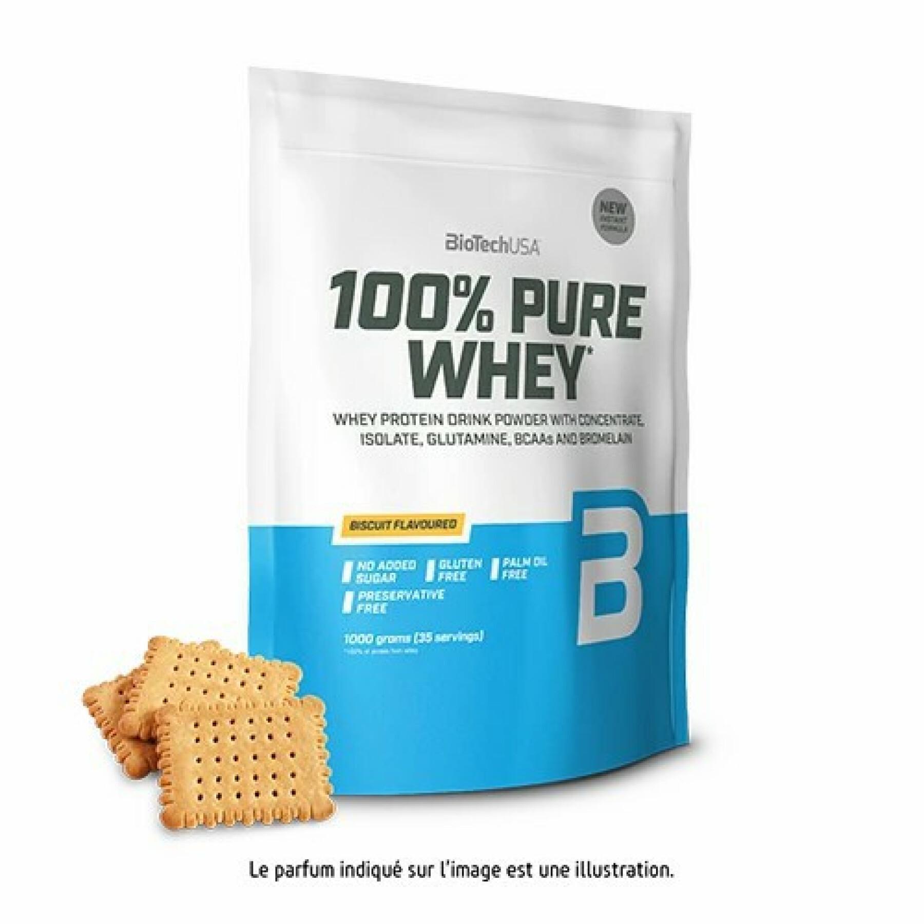Opakowanie 10 torebek 100% czystego białka serwatkowego Biotech USA - Biscuit - 1kg