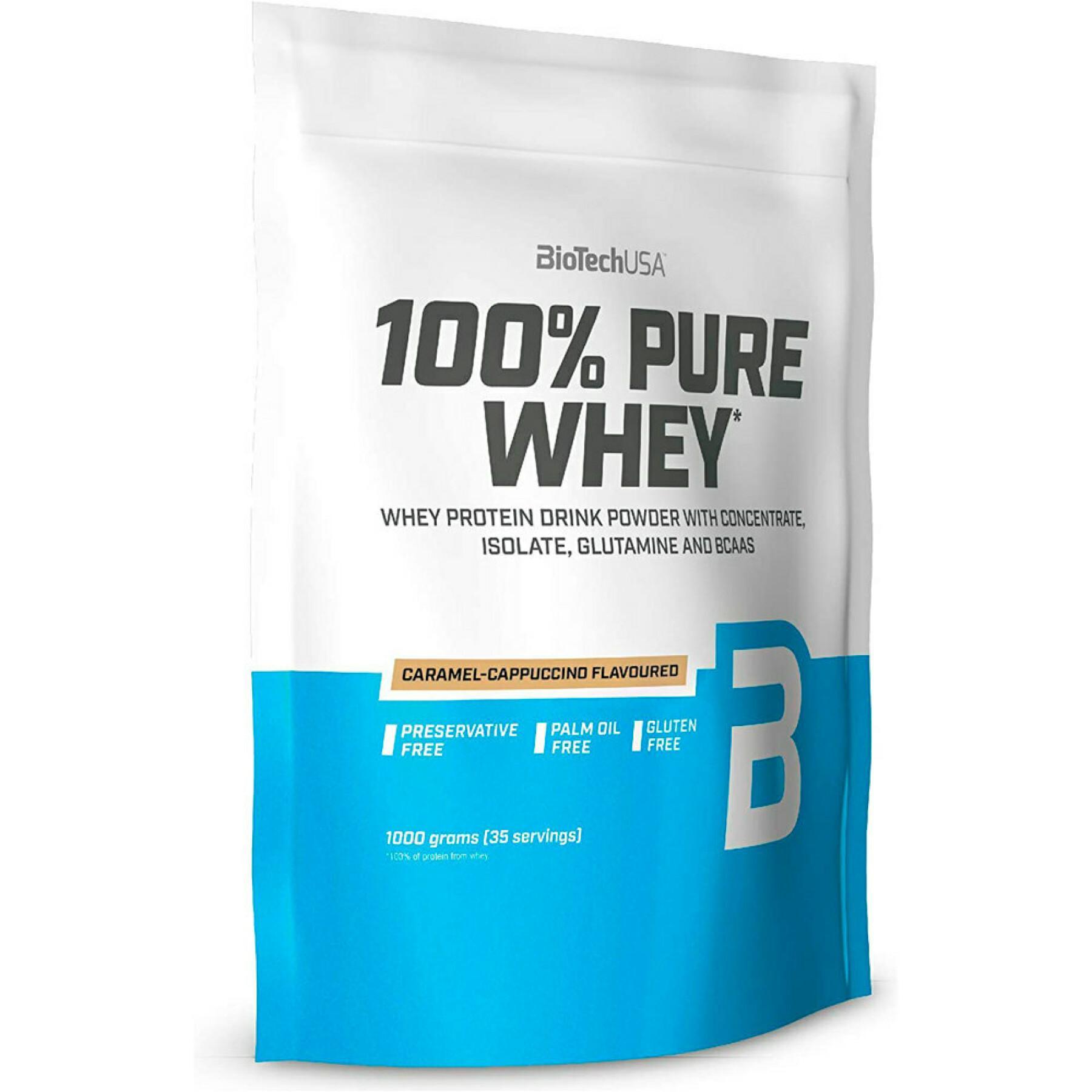 Opakowanie 10 torebek 100% czystego białka serwatkowego Biotech USA - Caramel-cappuccino - 454g