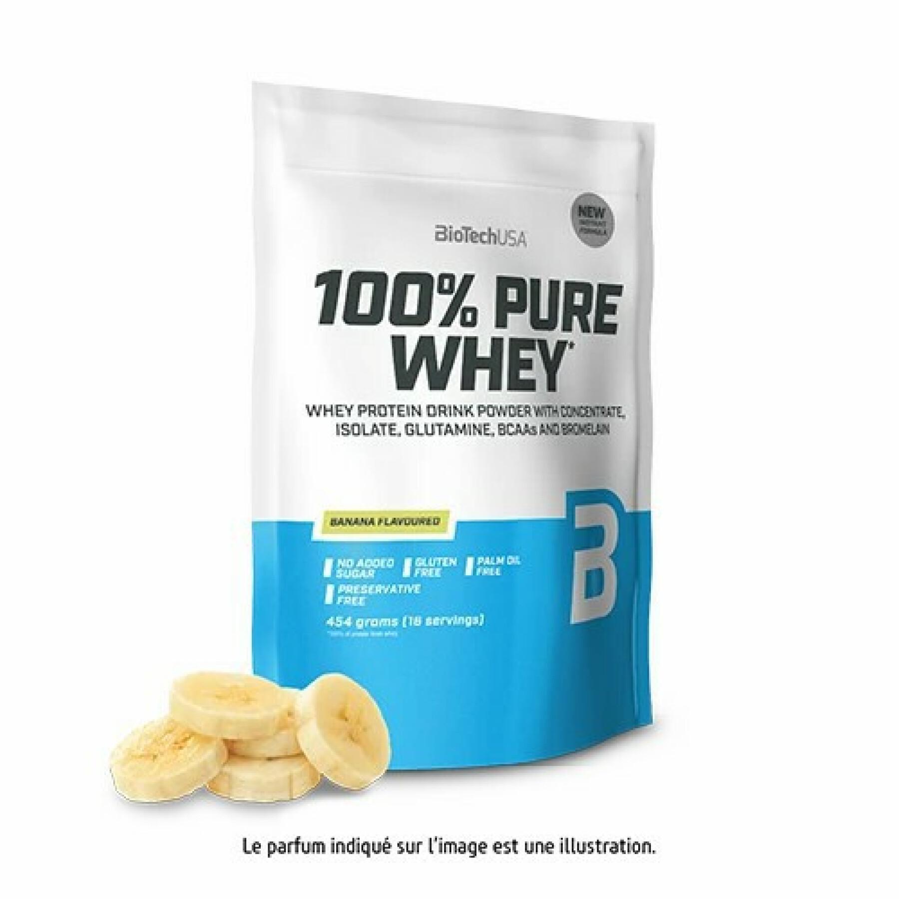 Opakowanie 10 torebek 100% czystego białka serwatkowego Biotech USA - Banane - 454g