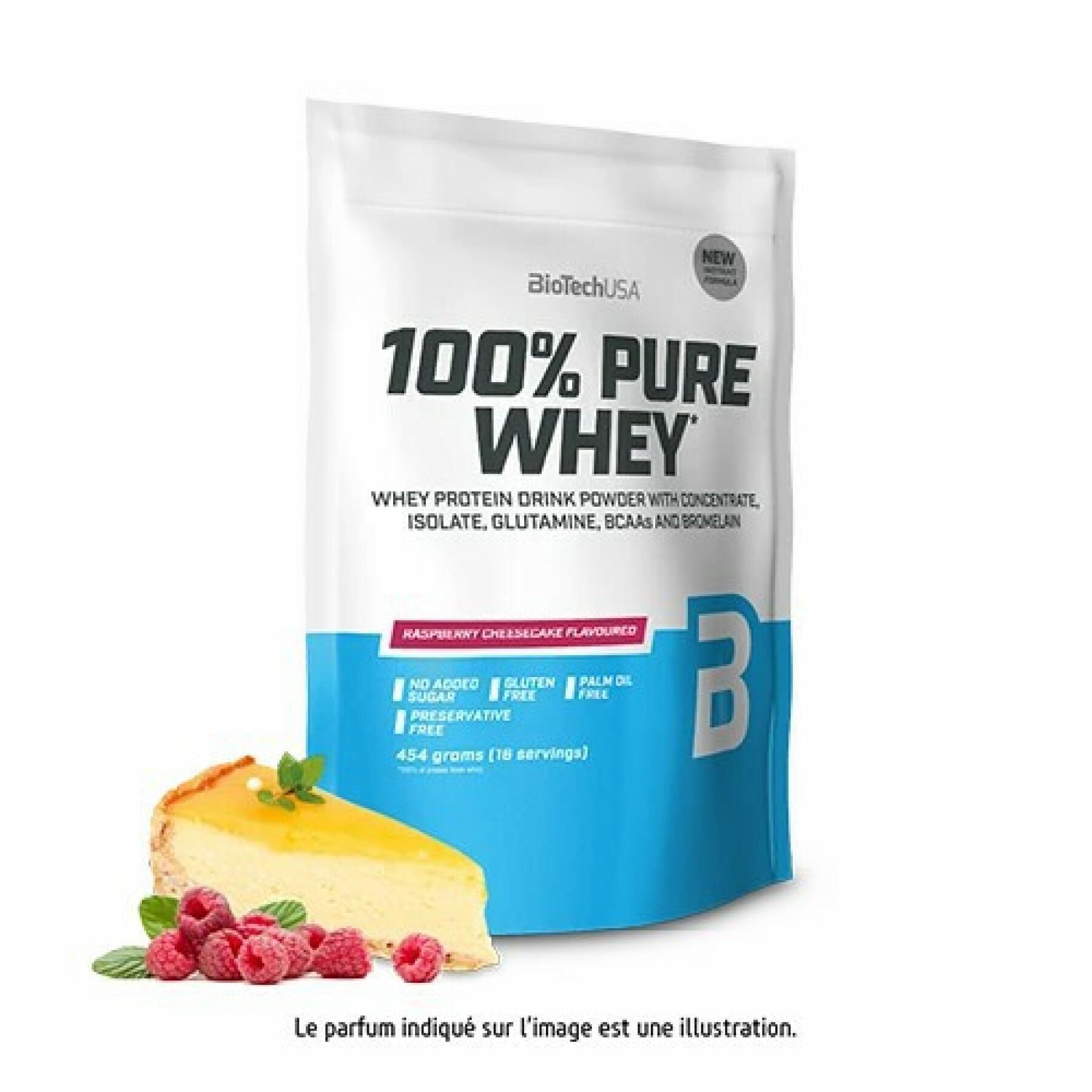 Opakowanie 10 torebek 100% czystego białka serwatkowego Biotech USA - Cheesecake aux frambois - 454g
