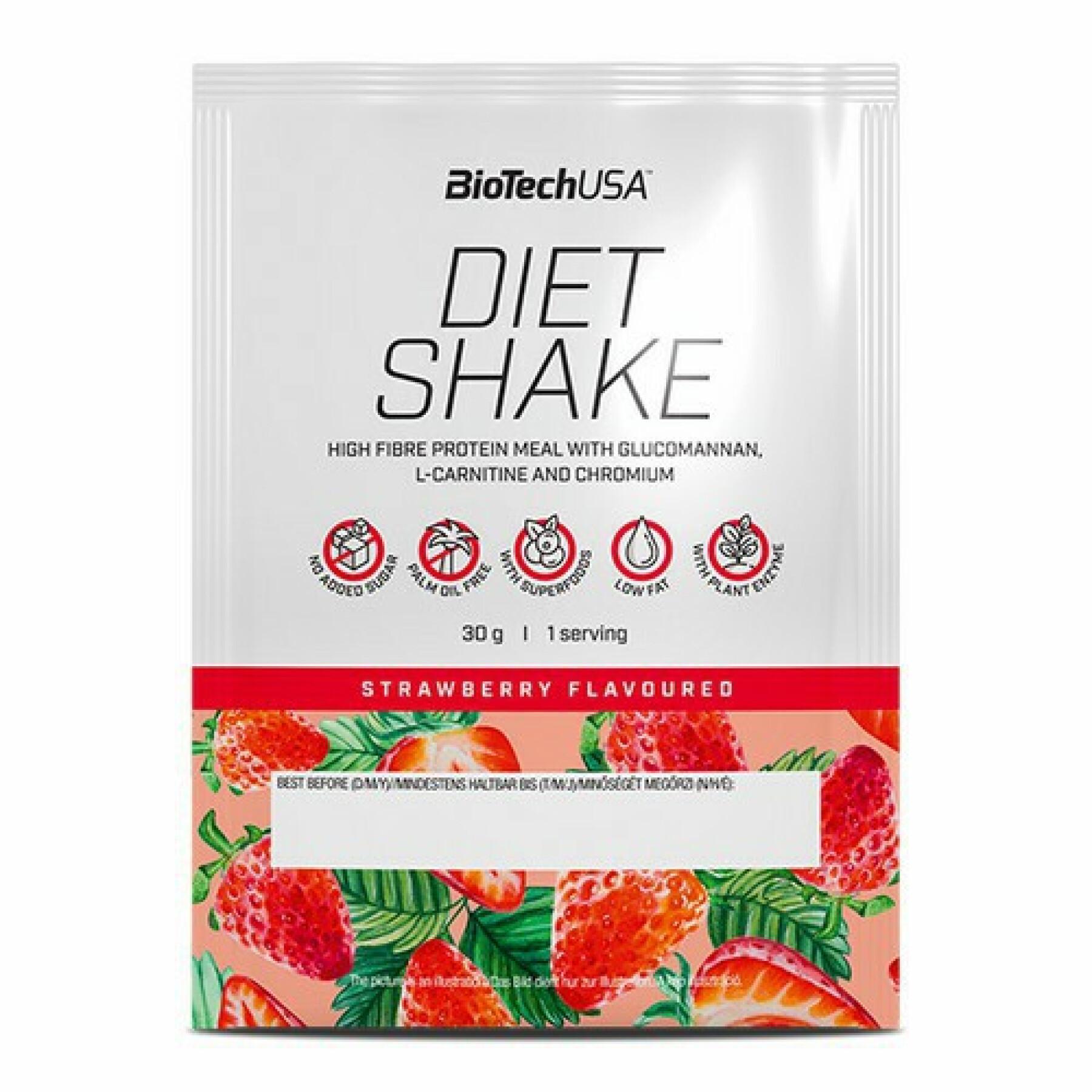Opakowanie 50 saszetek proteinowych Biotech USA diet shake - Fraise - 30g