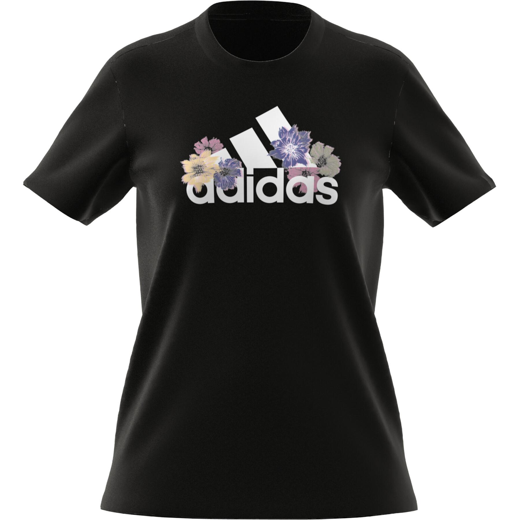 Damski t-shirt z grafiką w kwiaty adidas