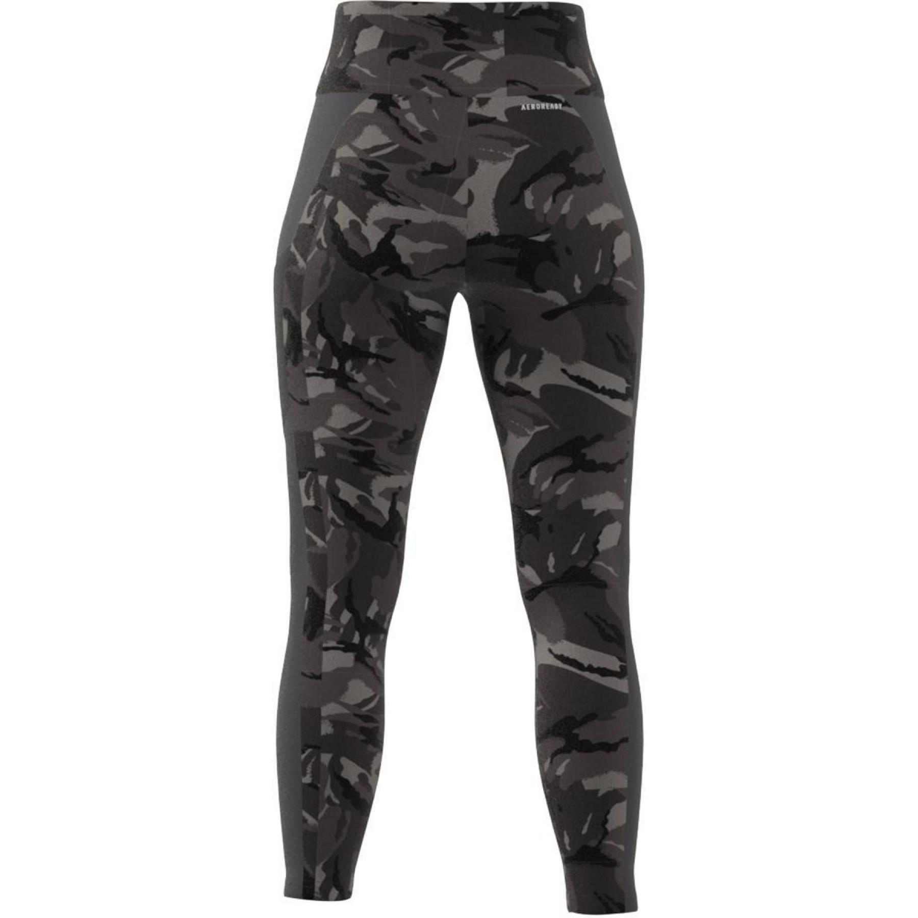 Damskie legginsy z wysoką talią adidas Aeoready Designed 2 Move Camouflage 7/8