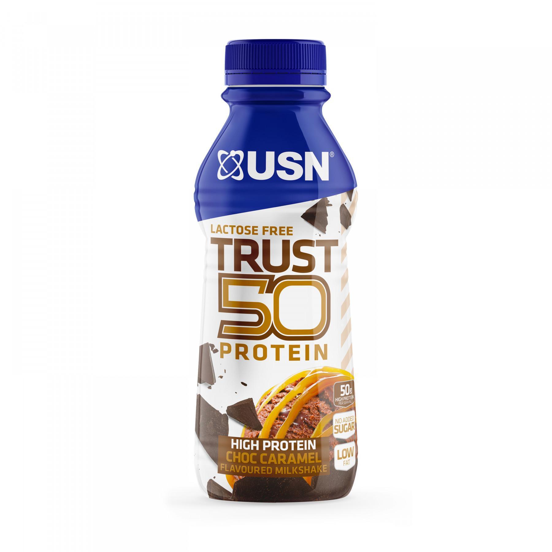 Opakowanie 6 napojów czekoladowo-karmelowych 500ml USN Trust Protein Fuel 50