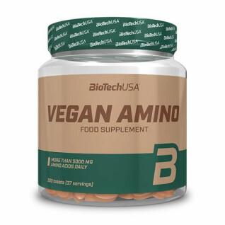 Opakowanie 10 słoików z aminokwasami Biotech USA vegan amino - 300 comp